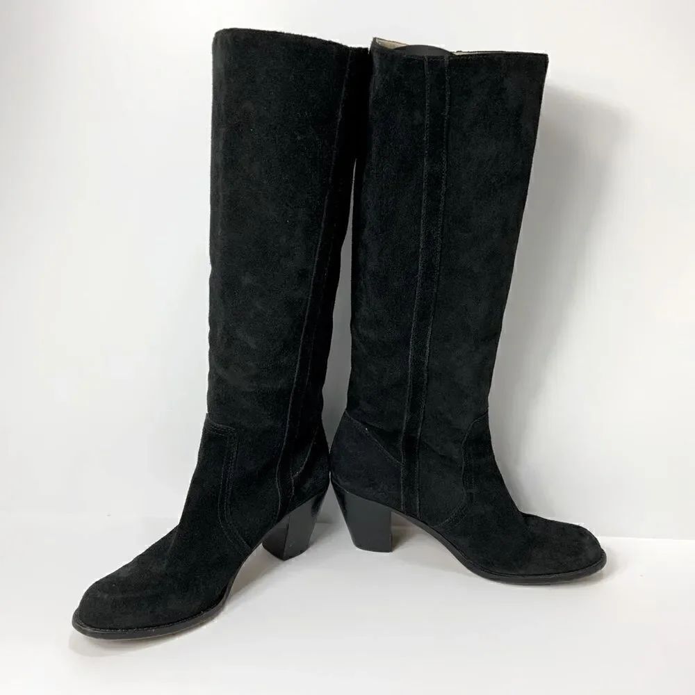 MICHAEL KORS suede black leather tall heel boots